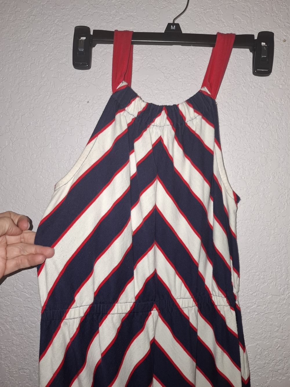 Navy, White & Red Chevron Maxi Dress